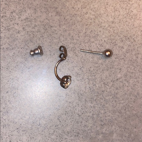 (CLOSET CLOSING FINAL SALE) Silver Diamond Hug Style Studs - Picture 3 of 5